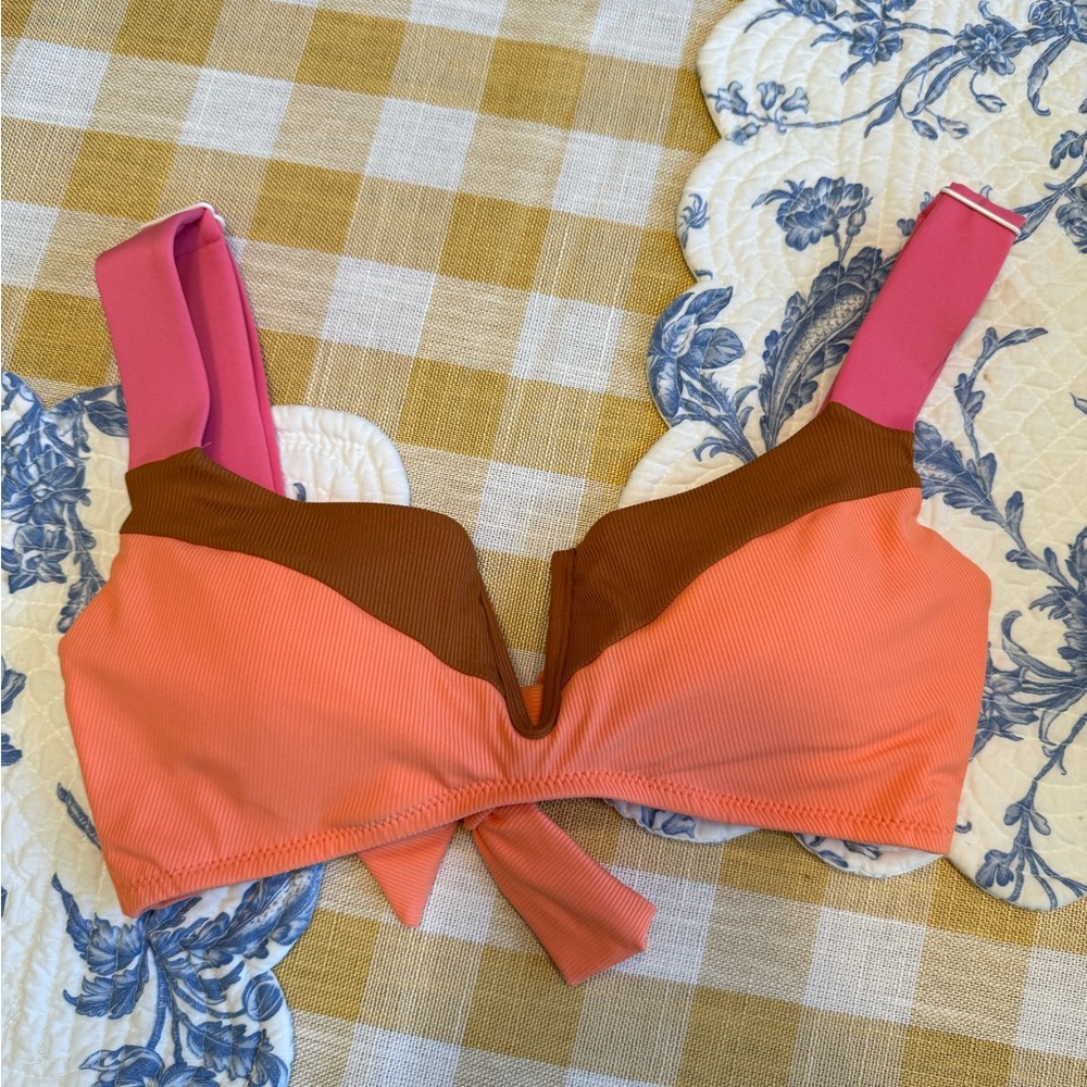 L*Space Pink and Brown Bikini Top